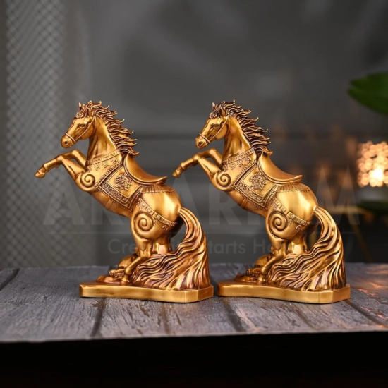 Artarium Vastu Feng Shui Horse Statue for Home Decoration, Feng Shui Horse for Gift Showpiece Vastu Good Luck Idol (Pack of 2)