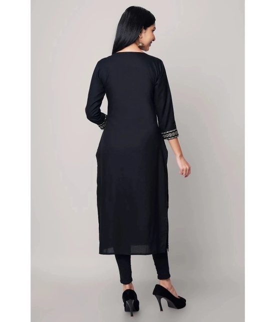 GOD BLESS - Black Rayon Womens Straight Kurti ( Pack of 1 ) - None