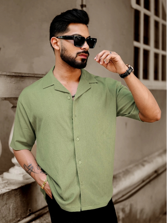 Bubble Green Half Sleeve Shirt-L / Green