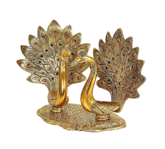 Bharat Saini Art ; Metal Couple Swan Duck Statue Showpiece Home Decor Kids Room Decor for Gift White Height 6 Inches