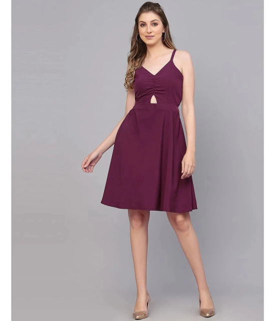 Selvia Crepe Solid Midi Womens Cut Out Dress - Wine ( Pack of 1 ) - None