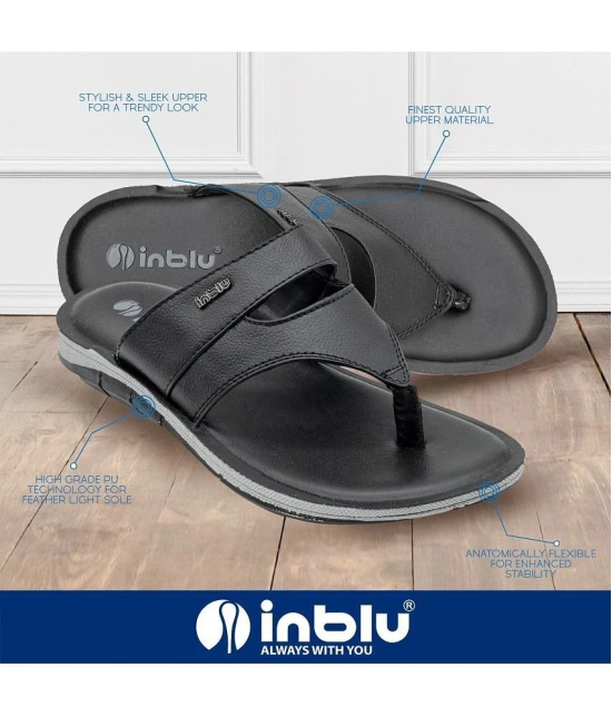 Inblu Black Mens Leather Slipper - None