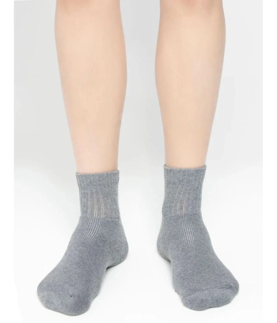 Jockey 7036 Men Compact Cotton Terry Ankle Length Socks - Mid Grey Melange - Grey Melange