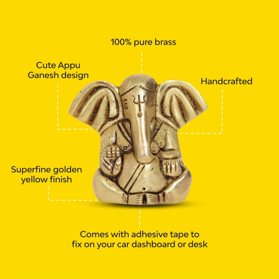 10club Gift Box | 100% Pure Brass Appu Ganesh Idol for Home | Antique Finish