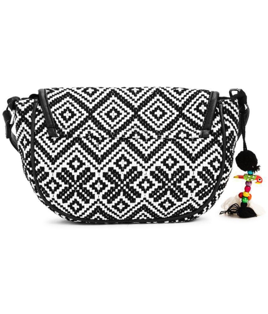 Style Smith Black Textured Women Sling Bag - Black