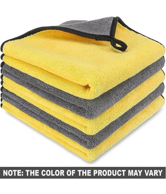 HOMETALES Yellow 600 GSM Drying Towel For Automobile ( Pack of 5 )