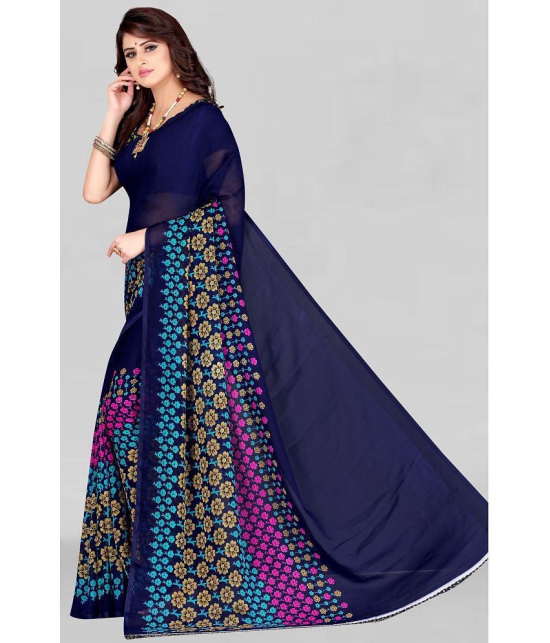 LEELAVATI - Navy Blue Georgette Saree With Blouse Piece ( Pack of 1 ) - Navy Blue