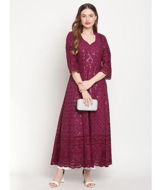 Queenley - Purple Cotton Women's Flared Kurti - None