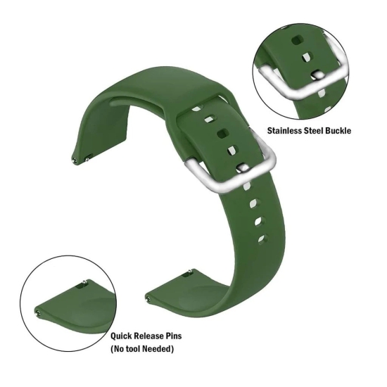 Exelent Silicone 19mm Replacement Band Strap with Metal Buckle Compatible with Smart Watch Green