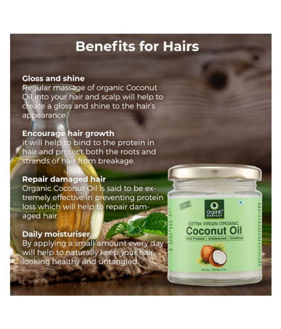 Organic Harvest Cold Pressed Extra Virgin Coconut Oil For Men & Women - 200ml