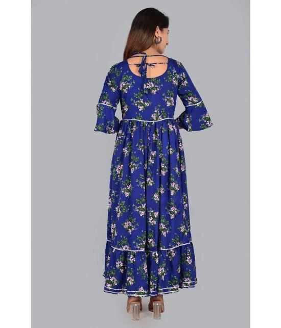 Smien Rayon Printed Anarkali Womens Kurti - Blue ( Pack of 1 ) - None