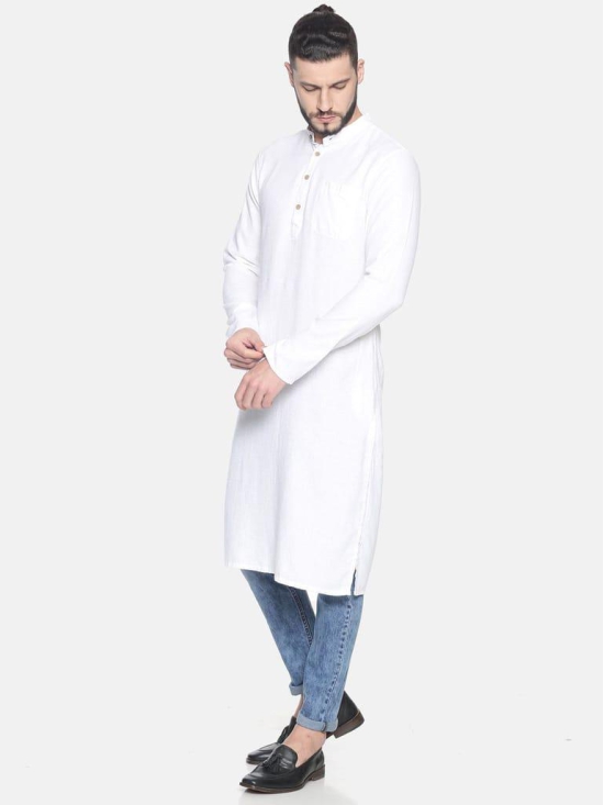 Men White Hemp Long Kurta