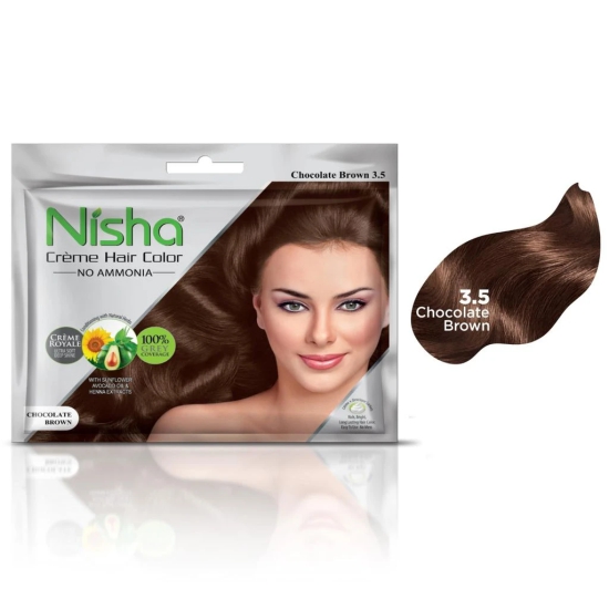 Nisha Creme Hair Color Chocolate Brown 40g Pack of 6, Permanent Hair Color for Women Men, No Ammonia, 100% Grey Coverage