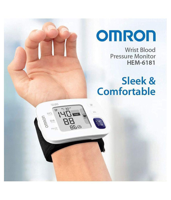 Omron HEM 6181 Fully Automatic Wrist Blood Pressure Monitor with Intelligence Technology, Cuff Wrapping Guide and Irregular Heartbeat Detection for Most Accurate Measurement (White)