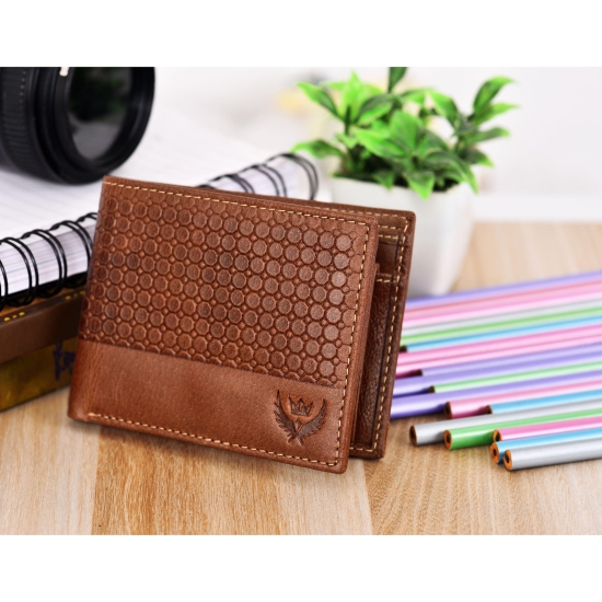 Lorenz® RFID Blocking Genuine Crunch Leather Texture Wallet for Men | Tan Bi-Fold Wallet | Men's Wallet Purse | GL-44