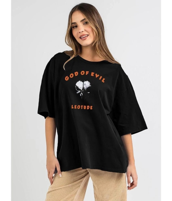 Leotude - Black Cotton Blend Oversized Womens T-Shirt ( Pack of 1 ) - None