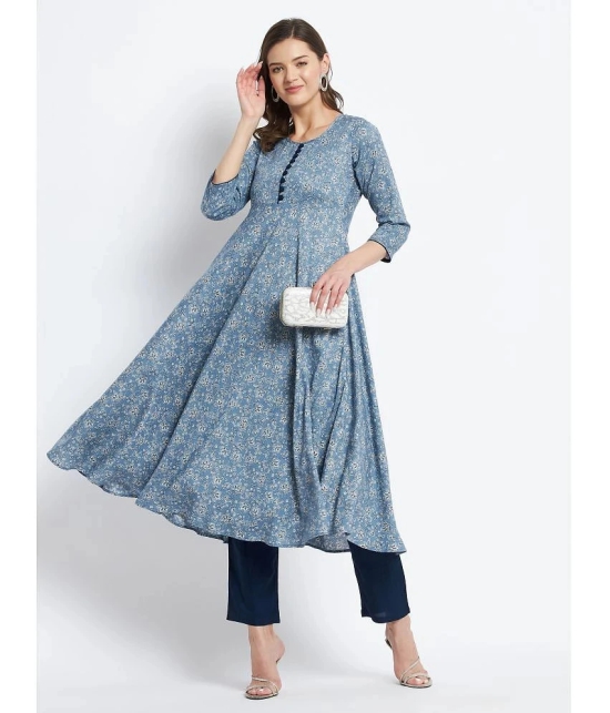 Tissu - Blue Rayon Womens Flared Kurti ( Pack of 1 ) - None