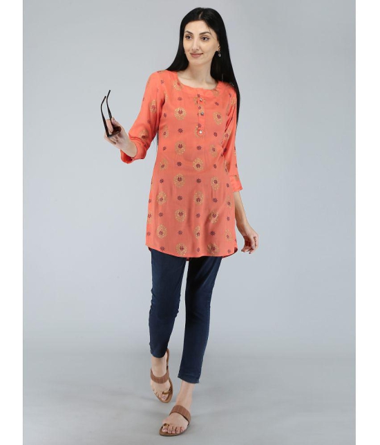 JC4U - Peach Rayon Womens Straight Kurti ( Pack of 1 ) - None