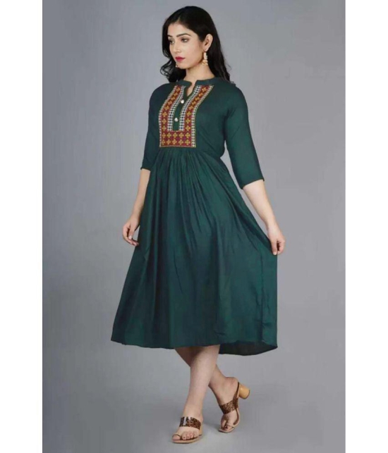 OFLINE SELCTION - Green Cotton Blend Women's Anarkali Kurti ( Pack of 1 ) - None