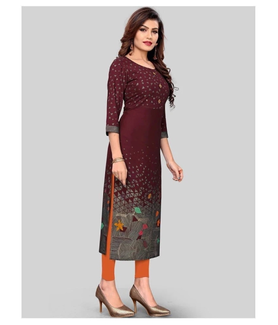 Vbuyz - Maroon Rayon Womens Straight Kurti ( Pack of 1 ) - XL