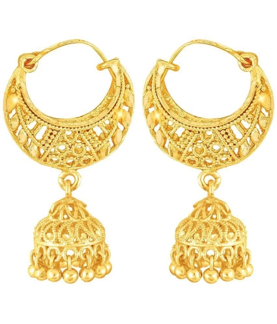 VIVASTRI Golden Jhumki Earrings ( Pack of 1 ) - Golden