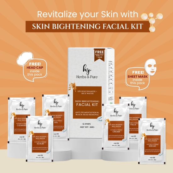 Skin Brightening 12%Niacinamide & Rice Water Facial Kit, Face Wash & Bleach