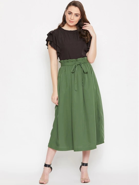 Round Neck Flutter Sleeves Top With Flared Skirt