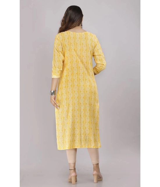 HIGHLIGHT FASHION EXPORT - Yellow 100% Cotton Womens Straight Kurti ( Pack of 1 ) - None