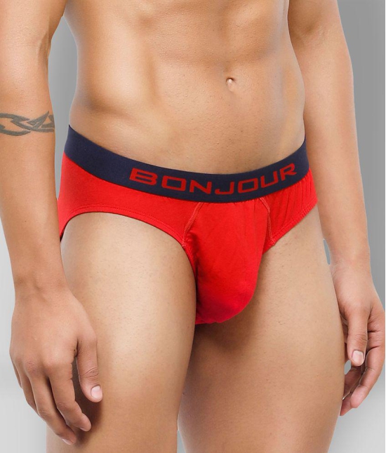 Bonjour - Red Cotton Blend Mens Briefs ( Pack of 1 ) - M