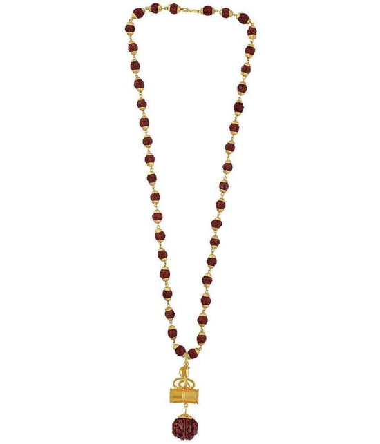 PAYSTORE Gold Plated Bholenath Naag Devta With Panchmukhi Rudraksh Pendant with Rudraksha Mala, Openable Damru Shape design for Men - None