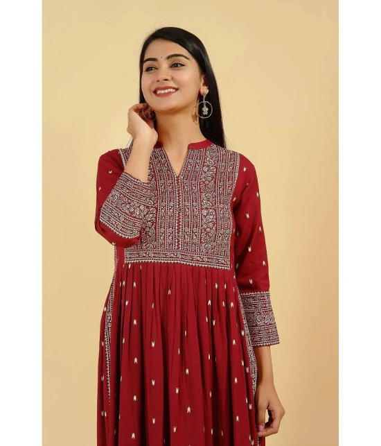 KIPEK - Maroon Rayon Womens Flared Kurti ( Pack of 1 ) - None