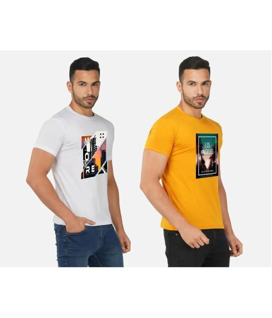 CHOZI Cotton Blend Regular Fit Printed Half Sleeves Mens T-Shirt - Multicolor ( Pack of 2 ) - None