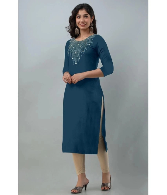 JASH CREATION - Blue Rayon Womens Straight Kurti ( Pack of 1 ) - None