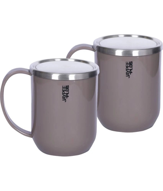 Jaypee Plus CUPSHUP MUG Solid Stainless Steel Milk Mug 800 mL ( Pack of 2 ) - Dark Grey