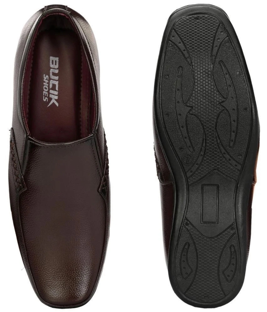 Bucik Brown Mens Slip On Formal Shoes - None