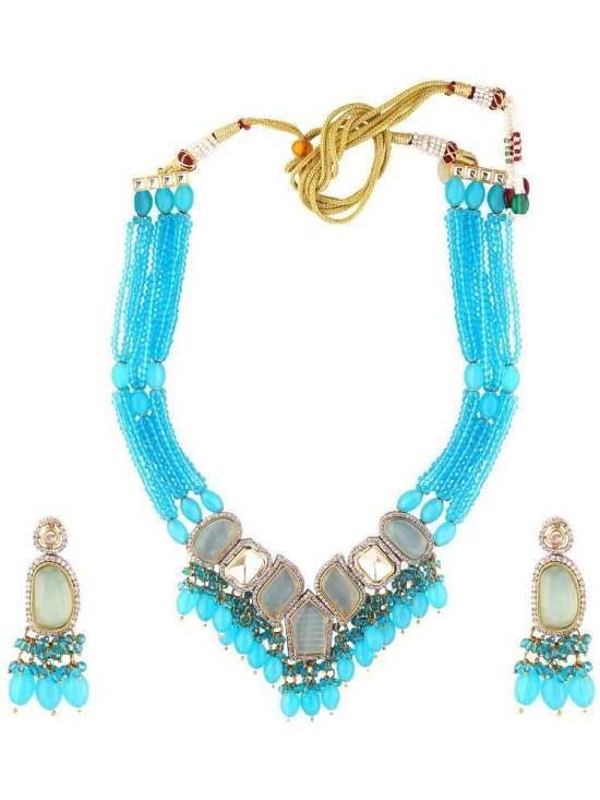 Bhagya Lakshmi Blue Alloy Necklace Set ( Pack of 1 ) - Blue