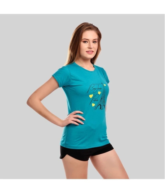 Elina Turquoise Cotton Tees - Single - None