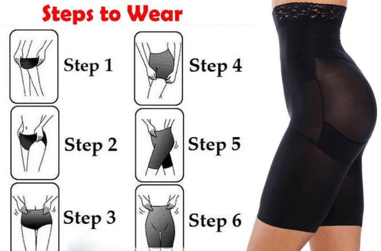 4-in-1 Shaper - Quick Slim Shape Wear Tummy, Thighs, Hips-Black-XXL