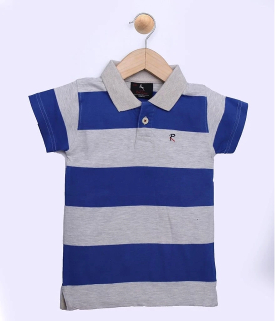 Boys Blue and White Striped Polo T-Shirt