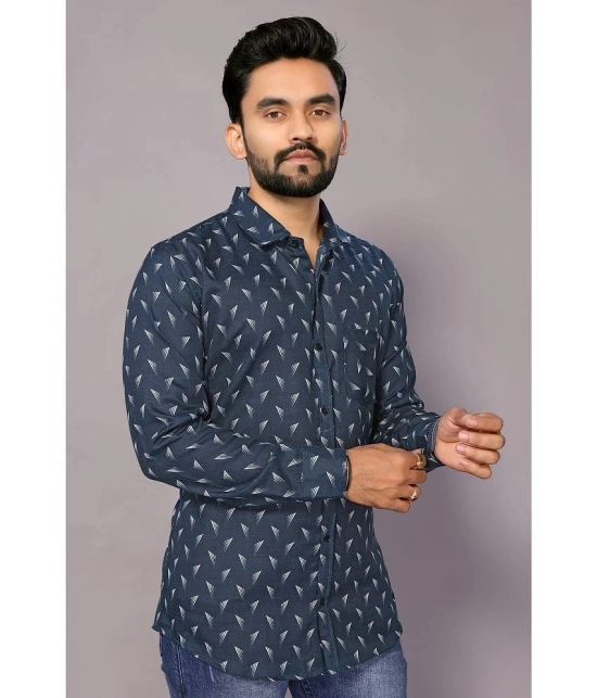 Anand Cotton Blend Regular Fit Printed Full Sleeves Mens Casual Shirt - Blue ( Pack of 1 ) - None