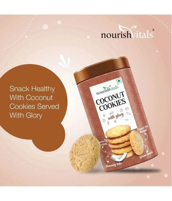 NourishVitals Cocount Cookies, Heavenly Bites, Source of Protein, Crunchy Delights, Genius Snack, 120g x Pack Of 2