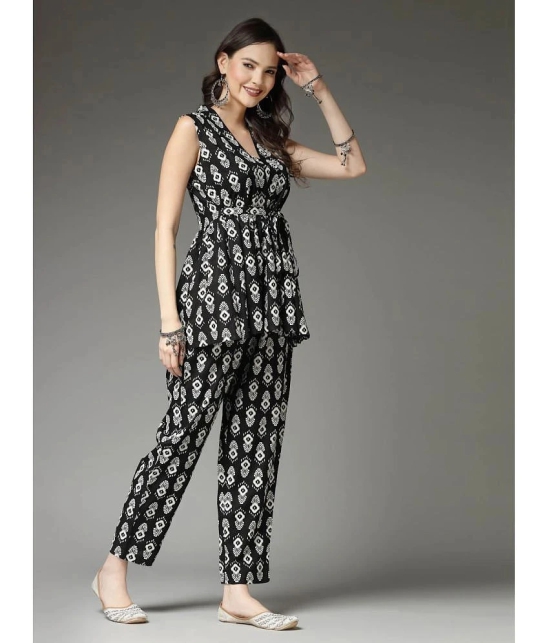 Stylum Black Printed Pant Top Set - None