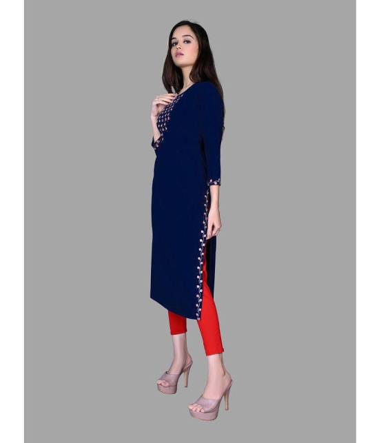 haya fashion - Navy Rayon Women's Straight Kurti ( Pack of 1 ) - None