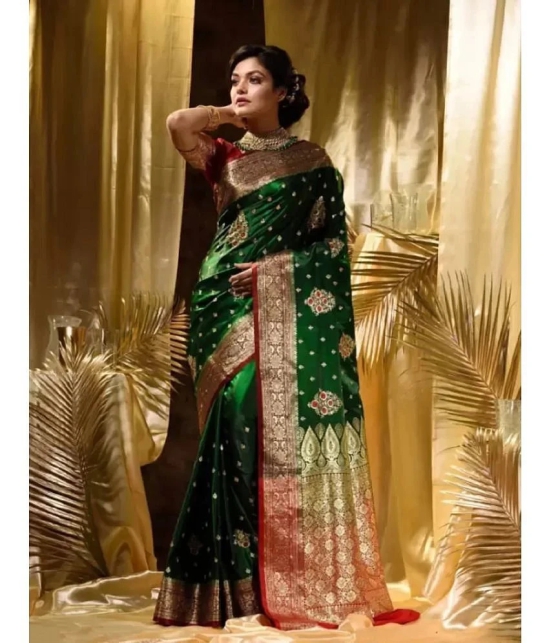 Apnisha Georgette Embellished Saree With Blouse Piece - Green ( Pack of 1 ) - Green