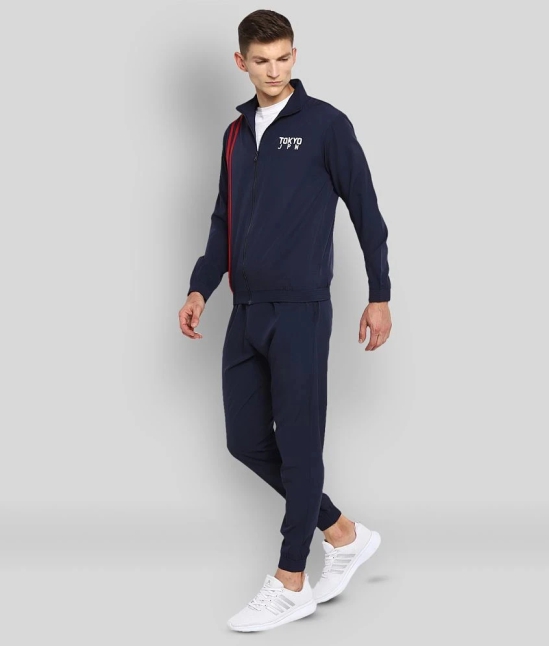 YUUKI - Navy Blue Polyester Regular Fit Striped Mens Sports Tracksuit ( Pack of 1 ) - XL