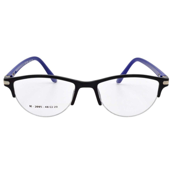 Hrinkar Trending Eyeglasses: Black and Blue Oval Optical Spectacle Frame For Women |HFRM3007-BK-BU