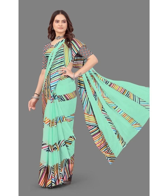 Sitanjali - SkyBlue Georgette Saree With Blouse Piece ( Pack of 1 ) - SkyBlue