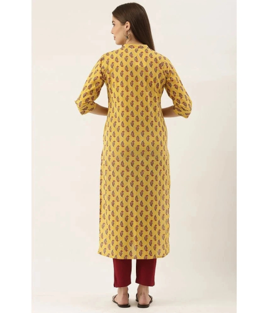 Rajnandini - Yellow 100% Cotton Womens Straight Kurti ( Pack of 1 ) - None