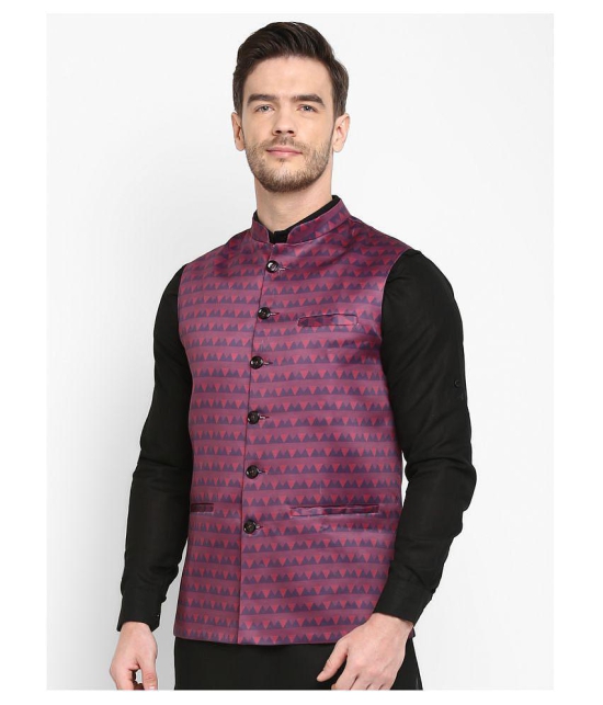 Hangup Mauve Cotton Blend Nehru Jacket - None