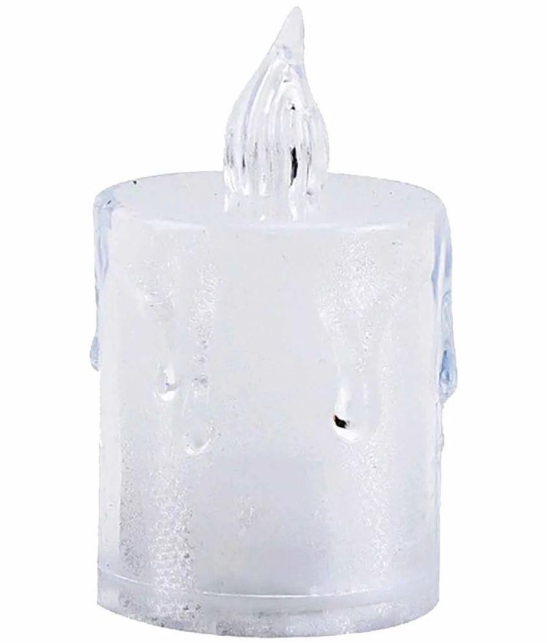 TINUMS - Off White LED Tea Light Candle 8 cm ( Pack of 6 )